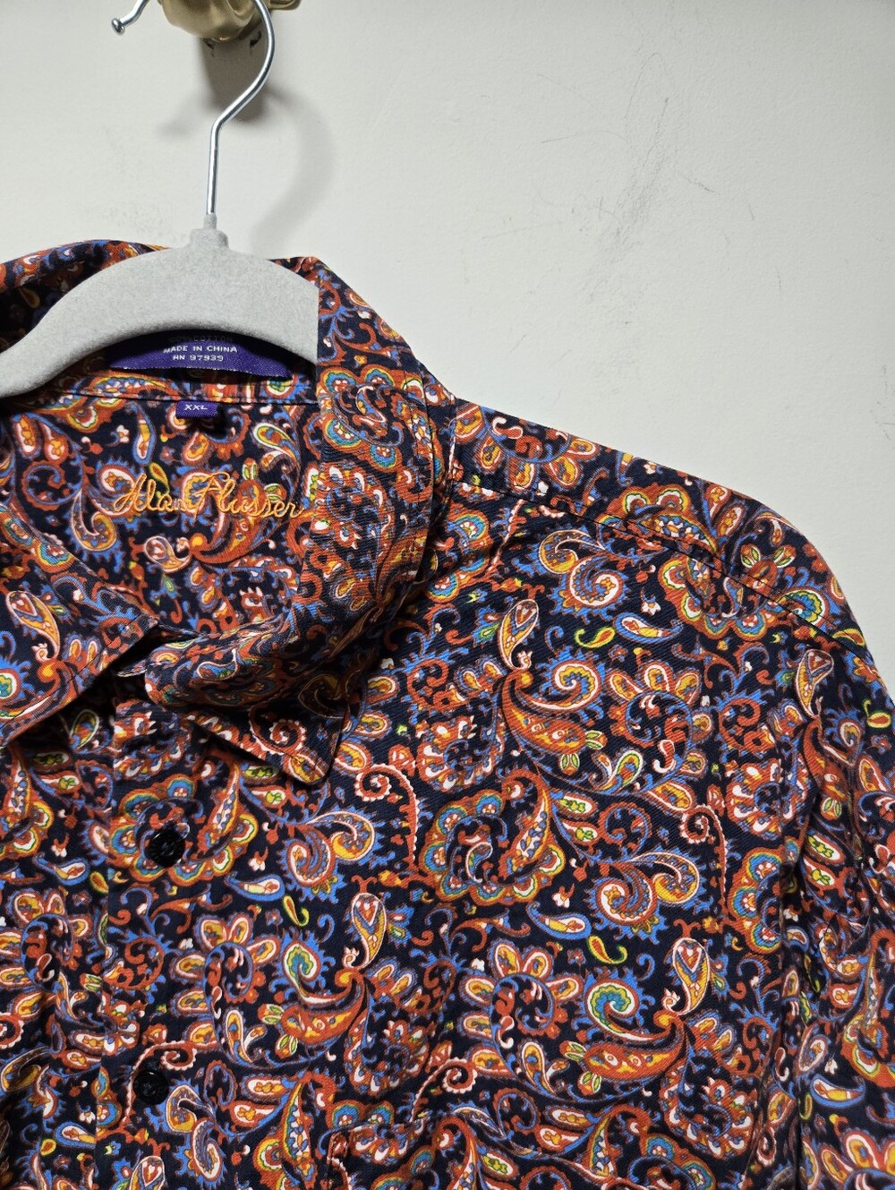Alan Flusser Paisley Long Sleeve Button-up Shirt Size XXL Colorful Bright Cotton
